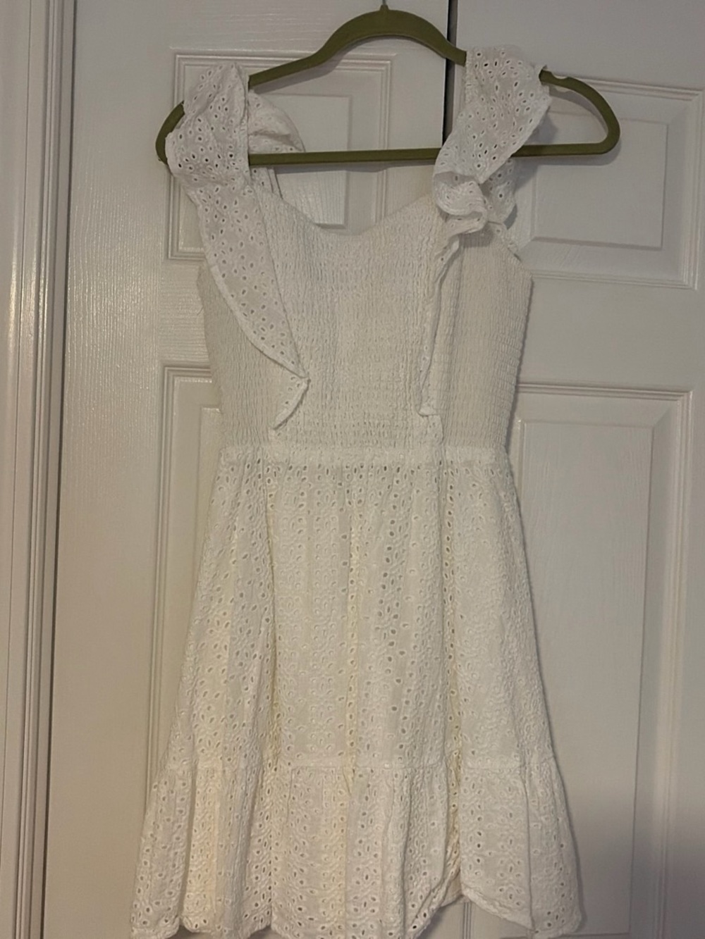 Altar'd State White Eyelet Sundress with Ruffle Tie Straps